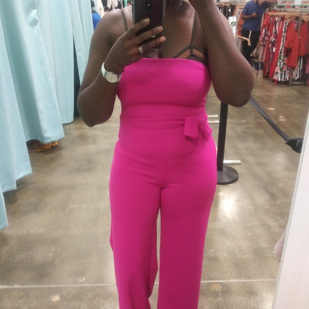 Soft Pink lean & tapered jumpsuit for tall female